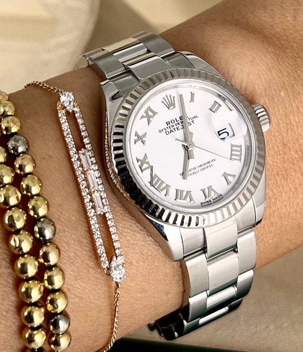 Lady-Datejust 28 MM box papers like new white gold bezel