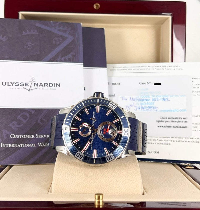 Nardin Diver Chronometer Marine Diver box papers like new BLUE
