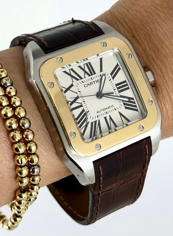 Santos 100 Xl Steel Gold Only Watch