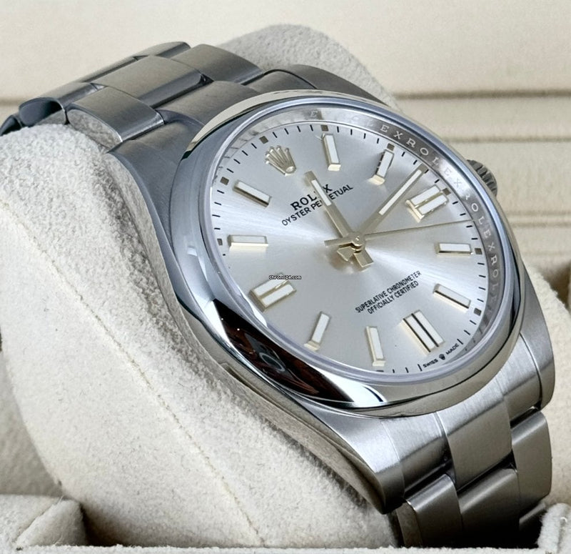 Oyster Perpetual 41 Grey Gold numbers 2023 NEW b&P