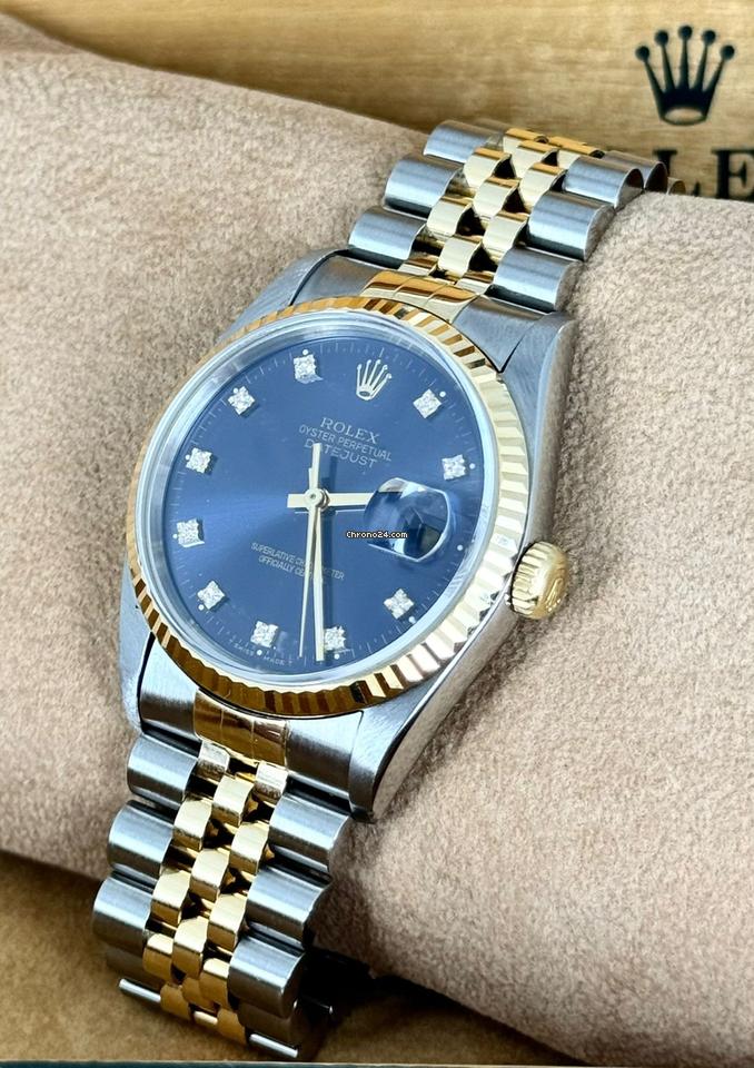 Datejust 36 Certified Blue Repainted Dial.B&P.like.new