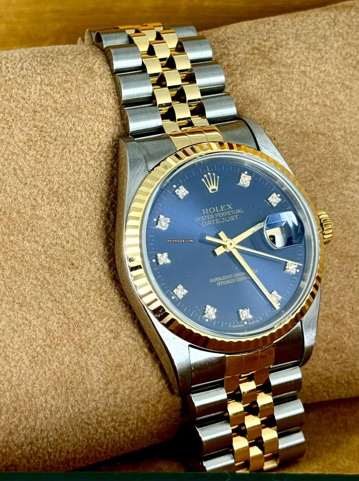 Datejust 36 Certified Blue Repainted Dial.B&P.like.new